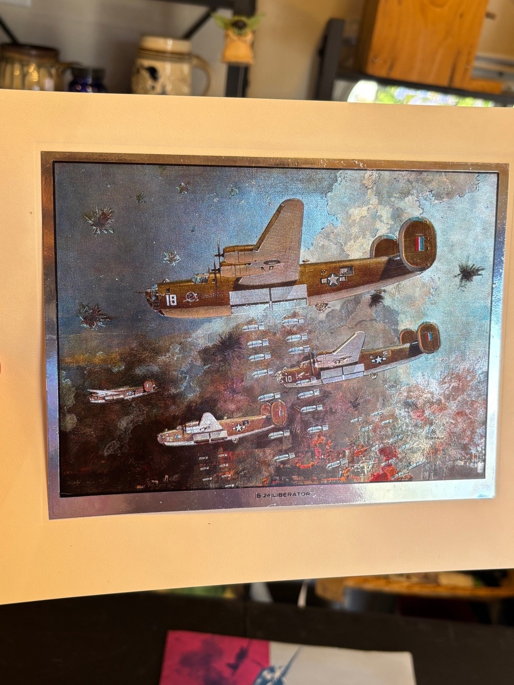 Vintage Aviation Art Prints - Green & Gold Accent Home Art Set World War 2 - Picture 4 of 6